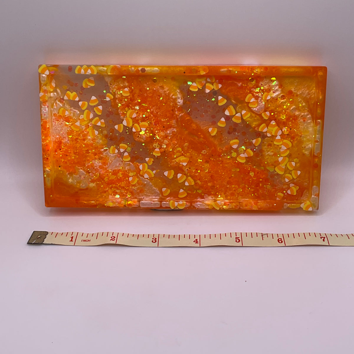 Candy Corn Trinket Tray & Cover Minder Set 283 (7x3.5 inches)