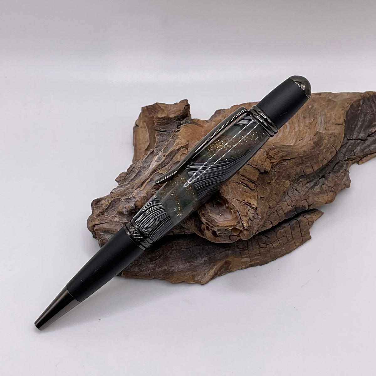 Fordite Gun Metal and Matte Black Regency Ink Pen 1674