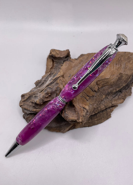 Crystal Slim Line Twist Ink Pen in Chrome 1157