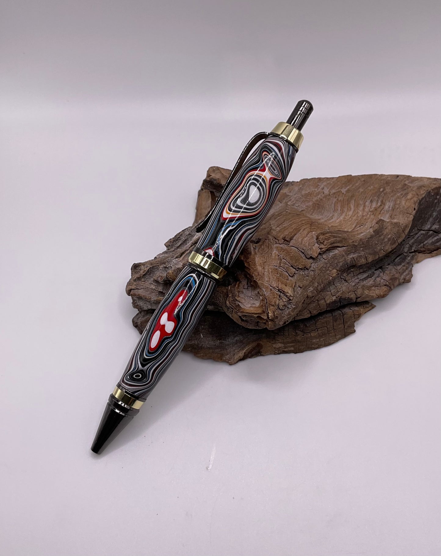 Fordite Cigar Click Ink Pen in Gold & Gunmetal 1336