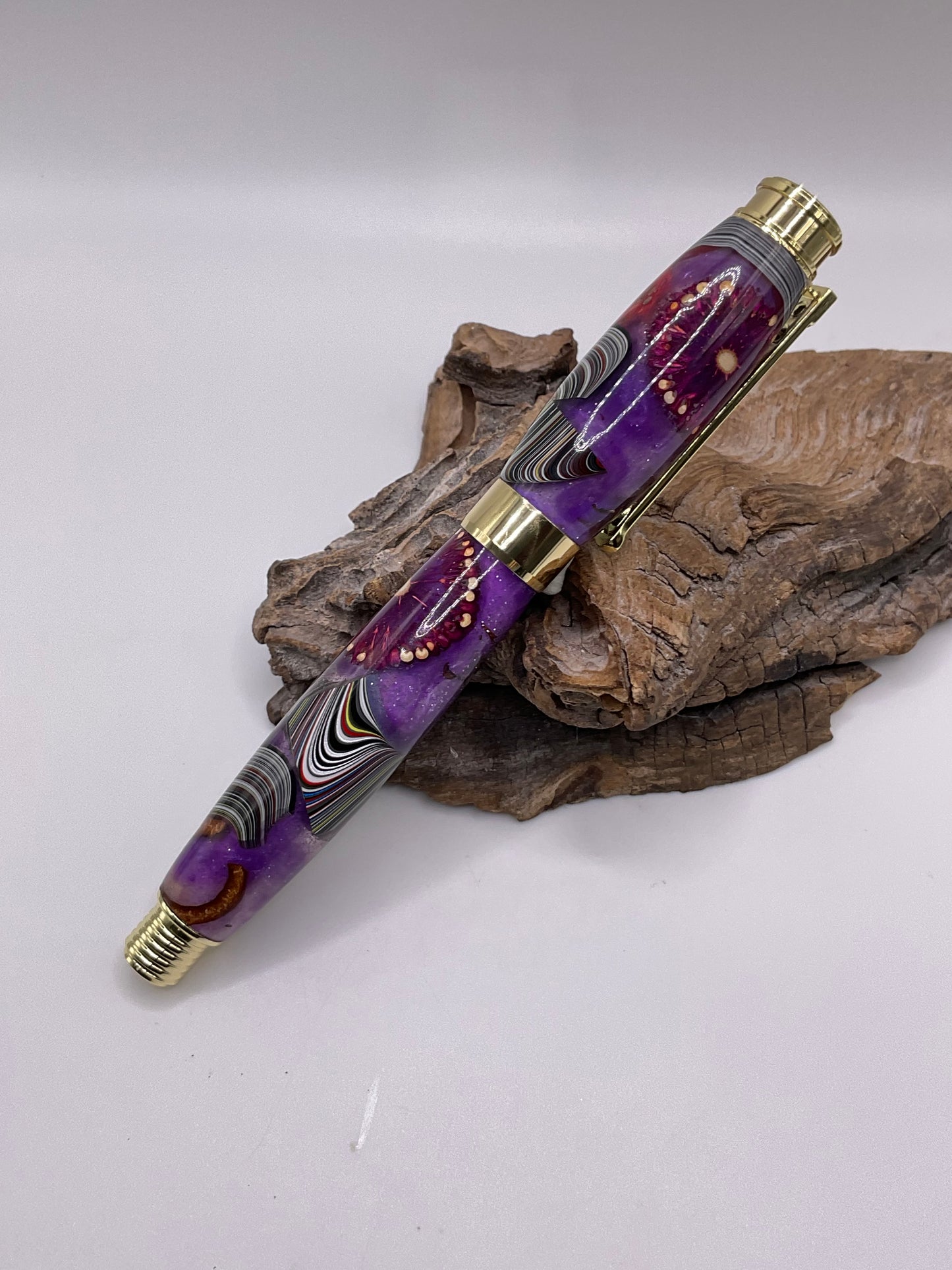 Fordite Hurricane Ink Pen in Gold 1337