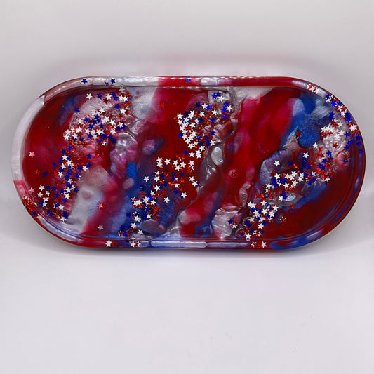 Independence Day Oval Trinket Tray 187 (4.5X9 inches)