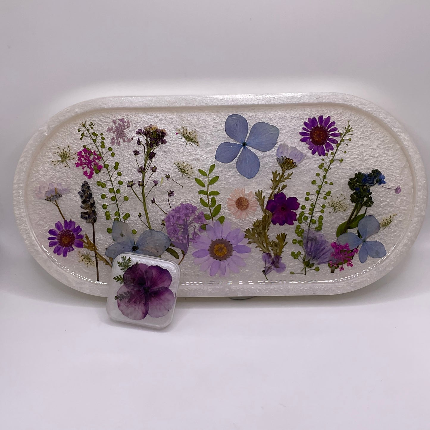Flowers Oval Trinket Tray & Cover Minder Set 247 (9x4 inches)