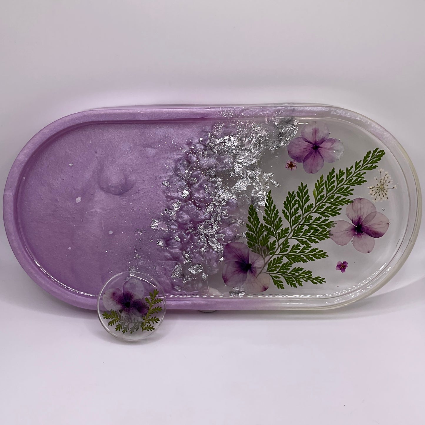 Flowers Oval Trinket Tray & Cover Minder Set 249 (9x4 inches)