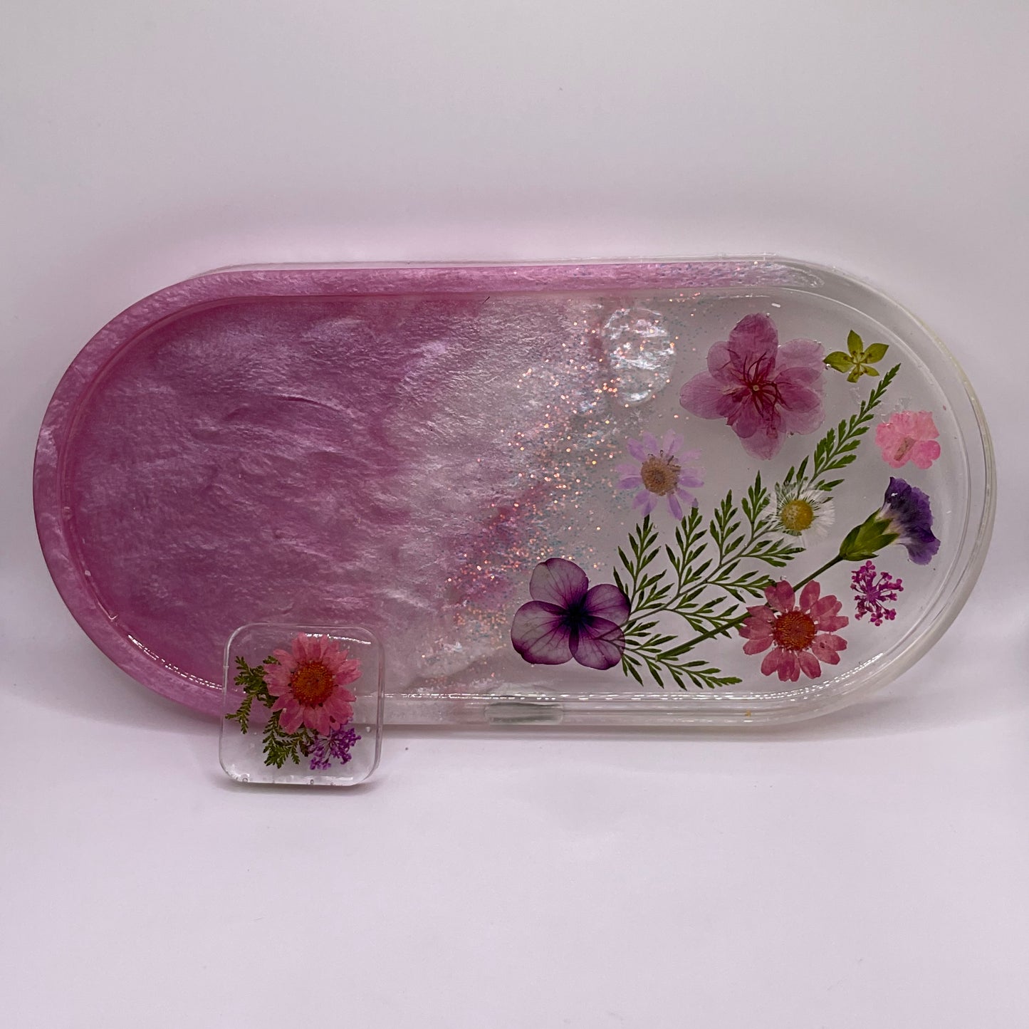 Flowers Oval Trinket Tray & Cover Minder Set 250 (9x4 inches)