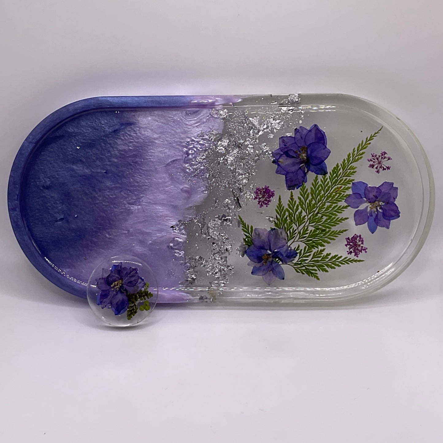 Flowers Oval Trinket Tray & Cover Minder Set 251 (9x4 inches)