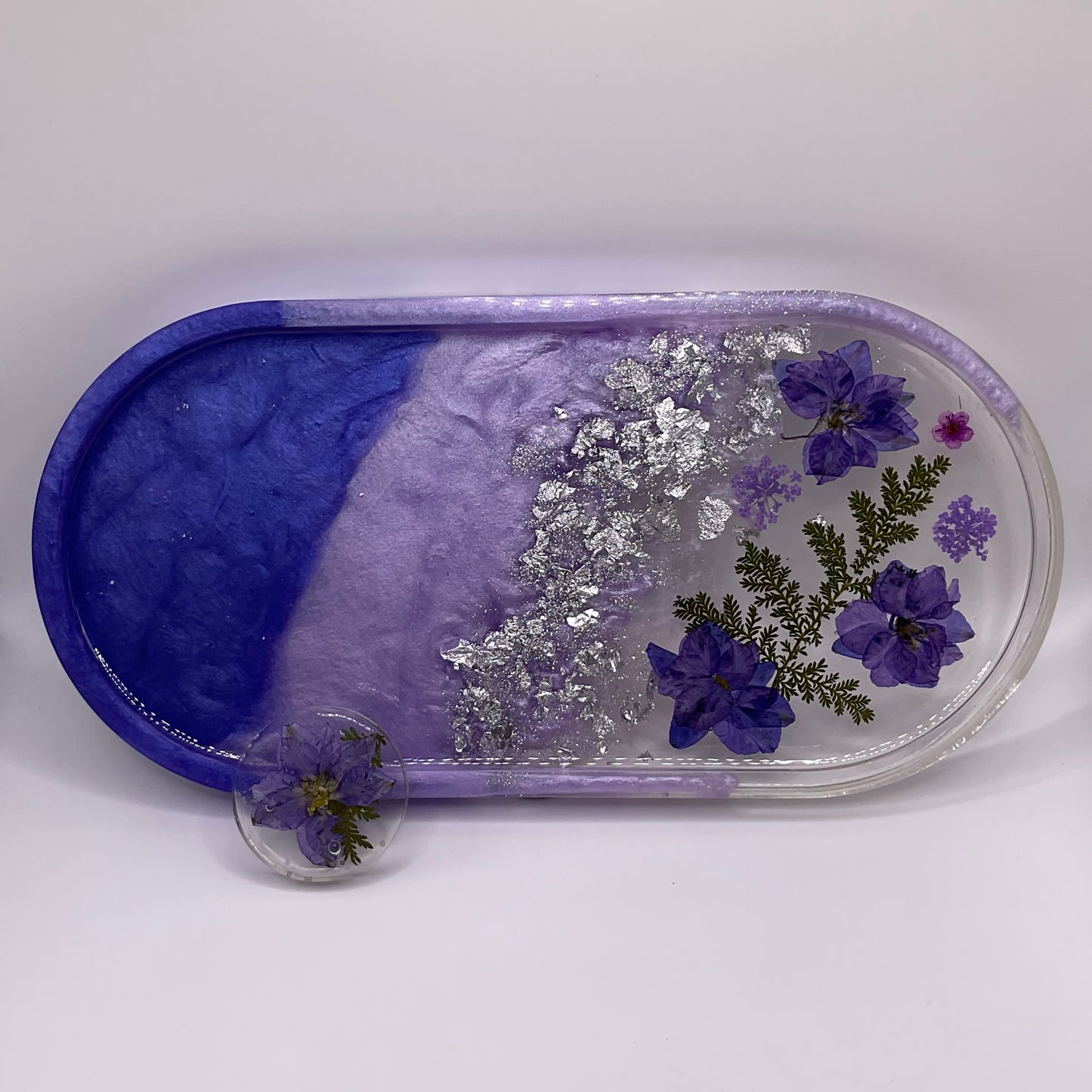 Flowers Oval Trinket Tray & Cover Minder Set 252 (9x4 inches)