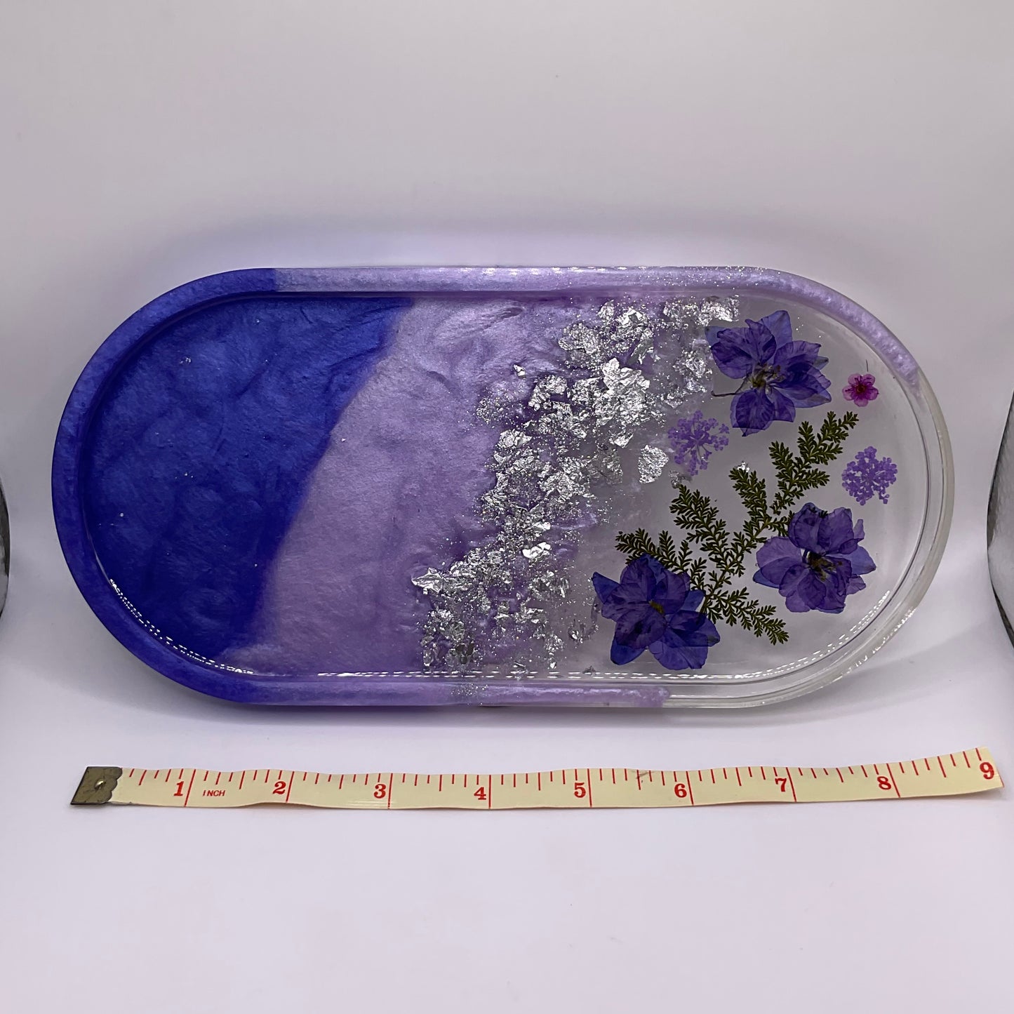 Flowers Oval Trinket Tray & Cover Minder Set 252 (9x4 inches)