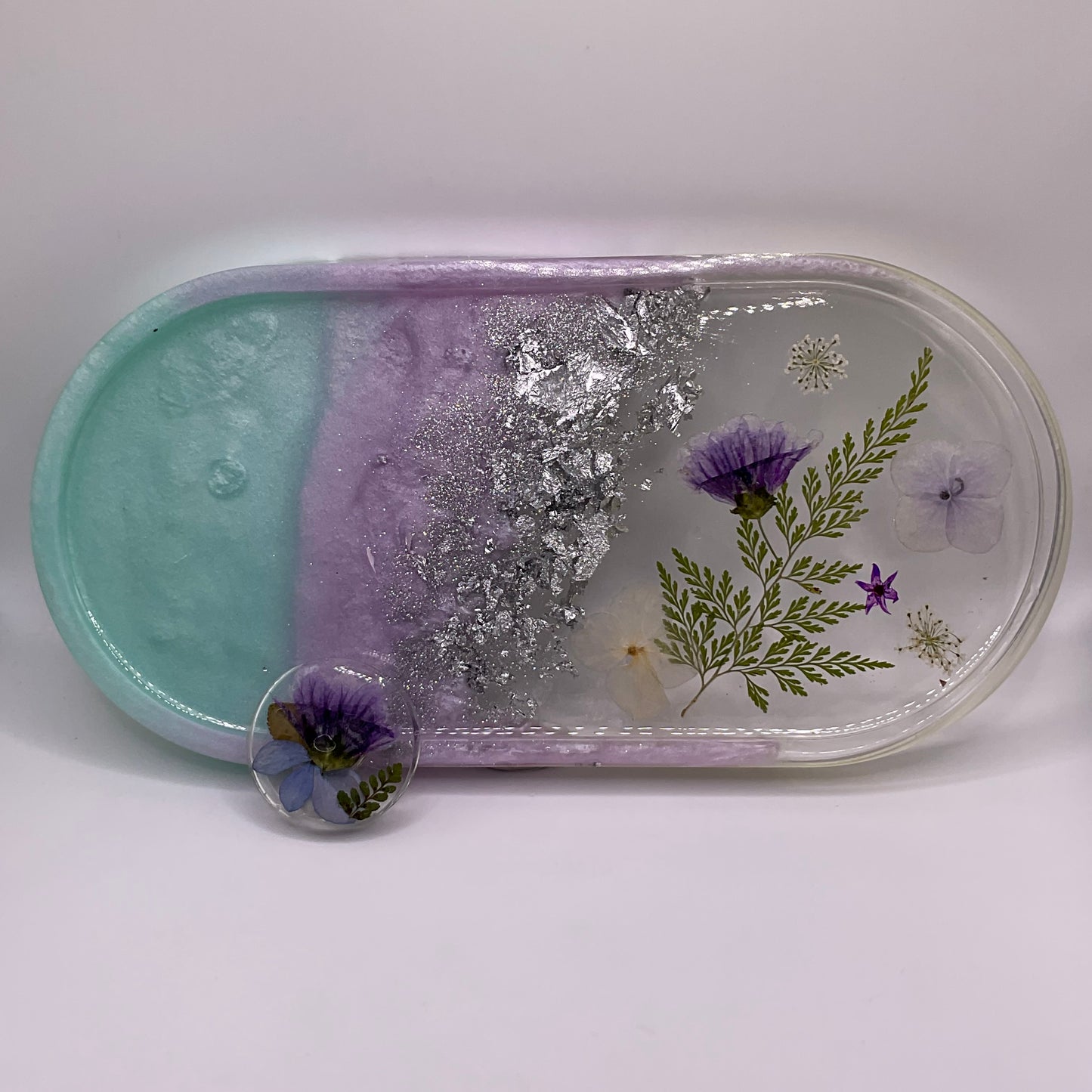 Flowers Oval Trinket Tray & Cover Minder Set 253 (9x4 inches)