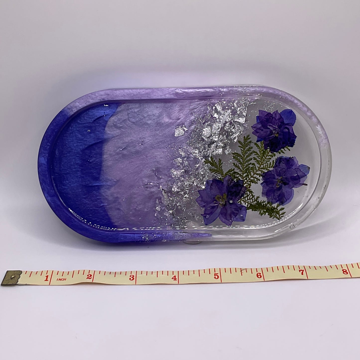 Flowers Oval Trinket Tray & Cover Minder Set 256 (7x3.5 inches)