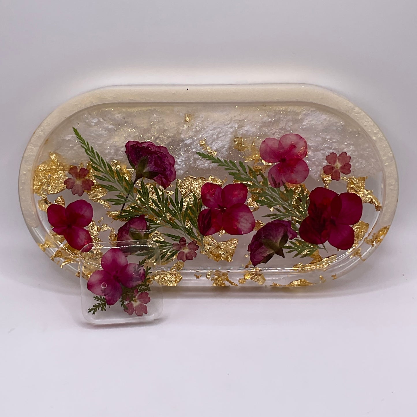 Flowers Oval Trinket Tray & Cover Minder Set 258 (7x3.5 inches)