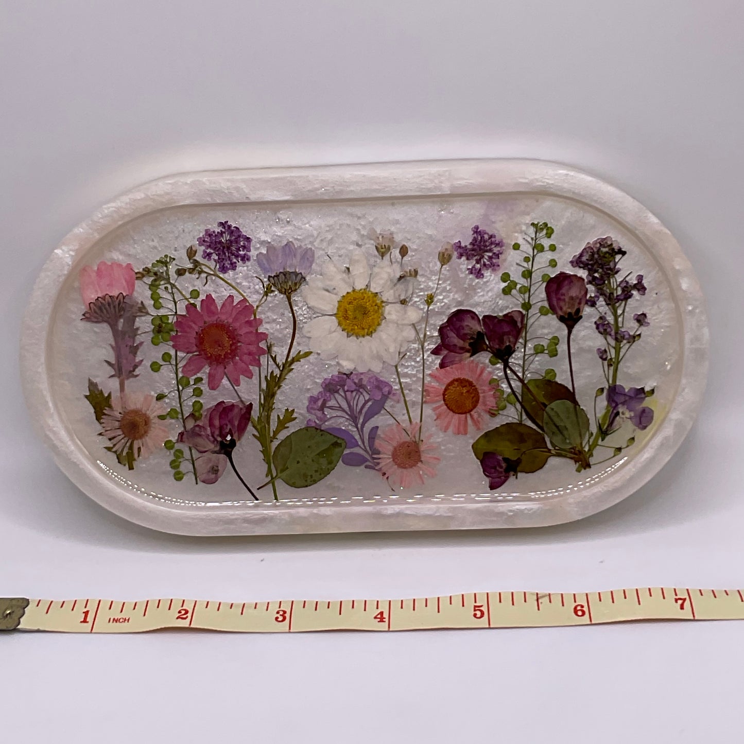 Flowers Oval Trinket Tray & Cover Minder Set 259 (7x3.5 inches)