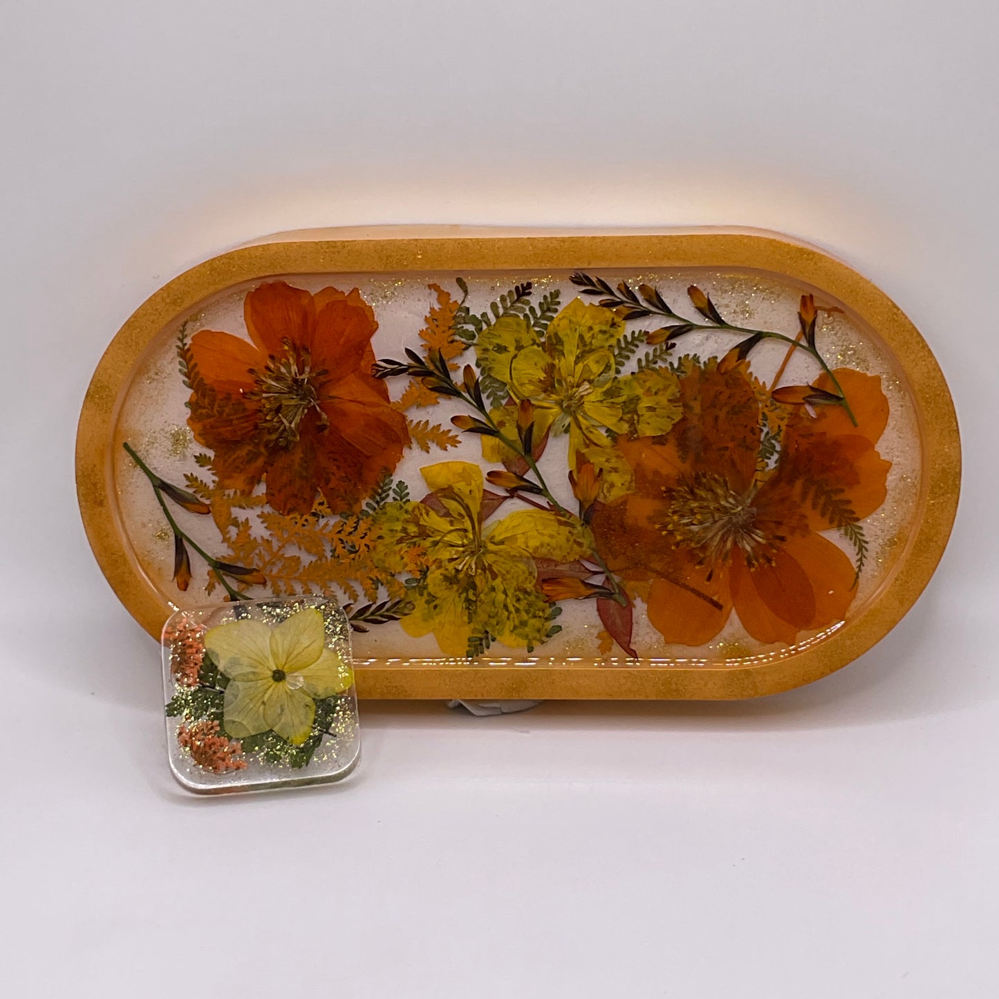 Fall Oval Trinket Tray & Cover Minder Set 268 (7x3.5 inches)