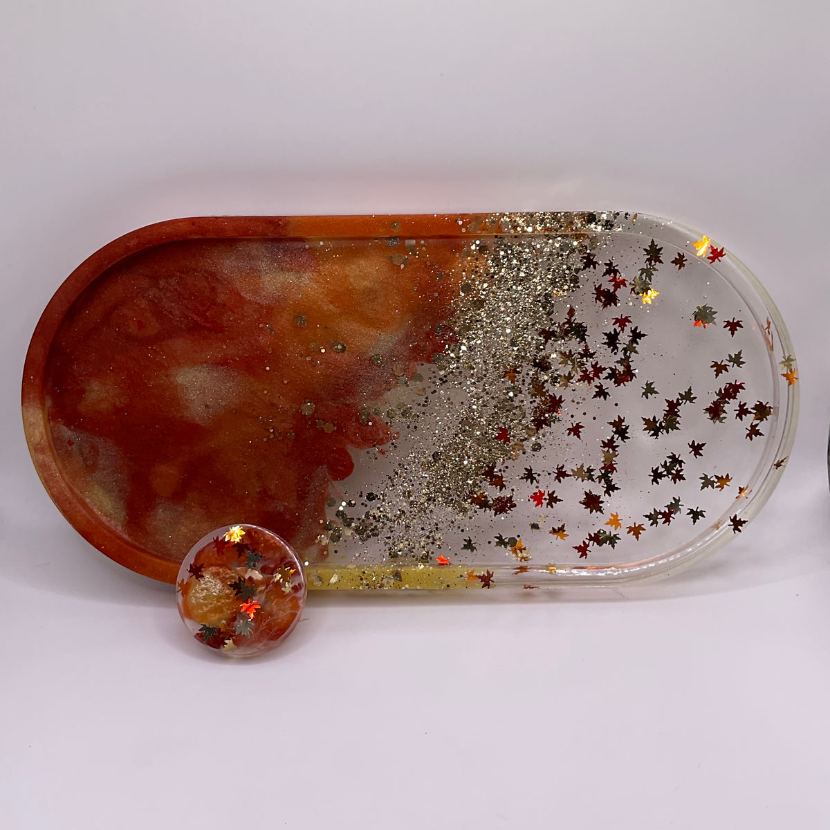 Fall Oval Trinket Tray & Cover Minder Set 270 (9X4 inches)