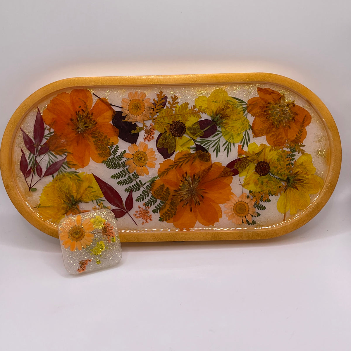 Fall Oval Trinket Tray & Cover Minder Set 272 (9X4 inches)
