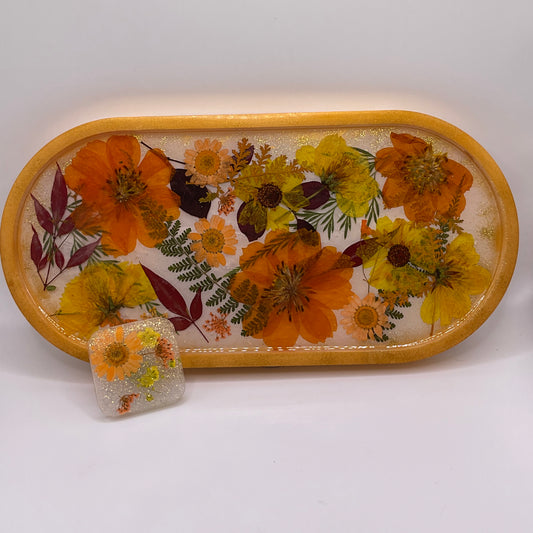 Fall Oval Trinket Tray & Cover Minder Set 272 (9X4 inches)