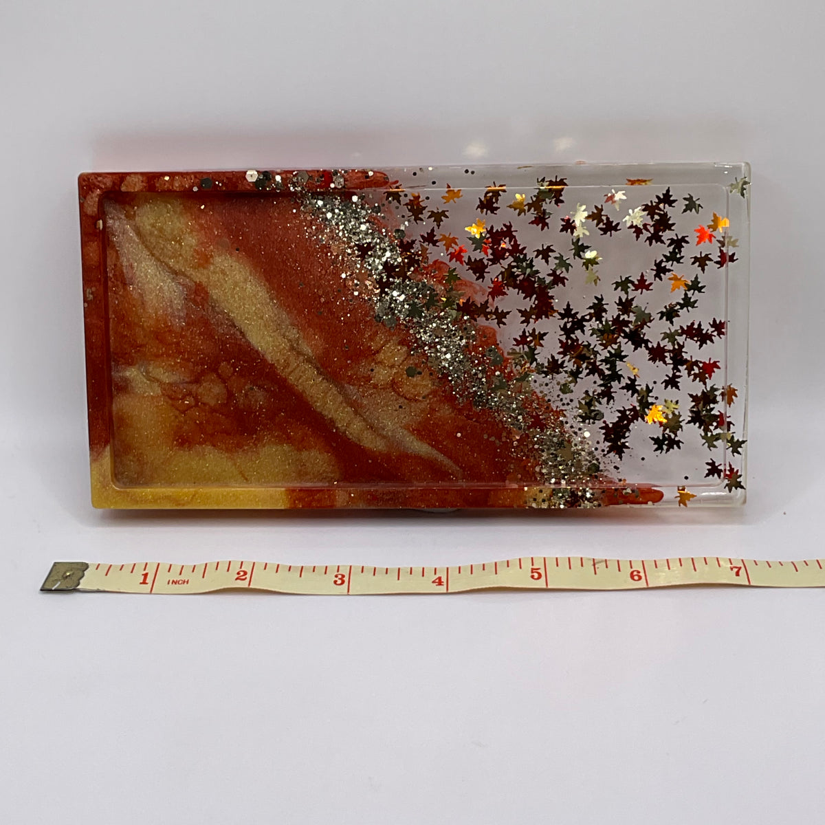 Fall Rectangle Trinket Tray & Cover Minder Set 275 (7X 3.5 inches)