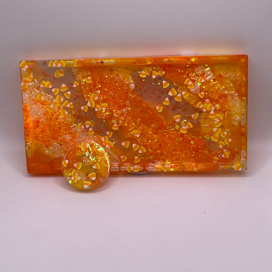 Candy Corn Trinket Tray & Cover Minder Set 283 (7x3.5 inches)