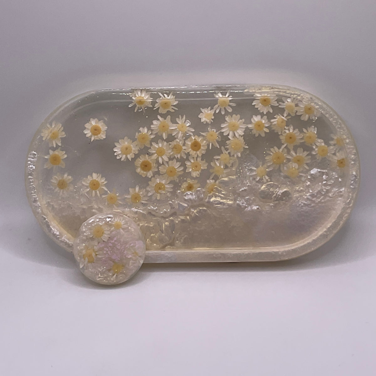 Ghost Oval Trinket Tray & Cover Minder Set 289 (7x3.5 inches)