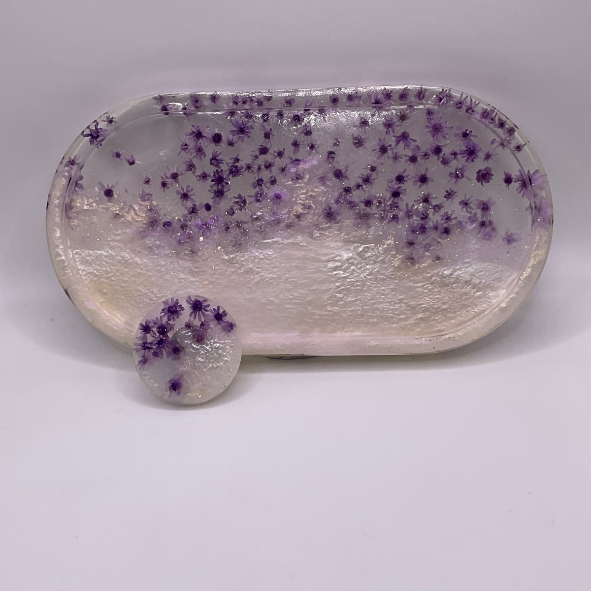 Ghost Oval Trinket Tray & Cover Minder Set 290 (7x3.5 inches)