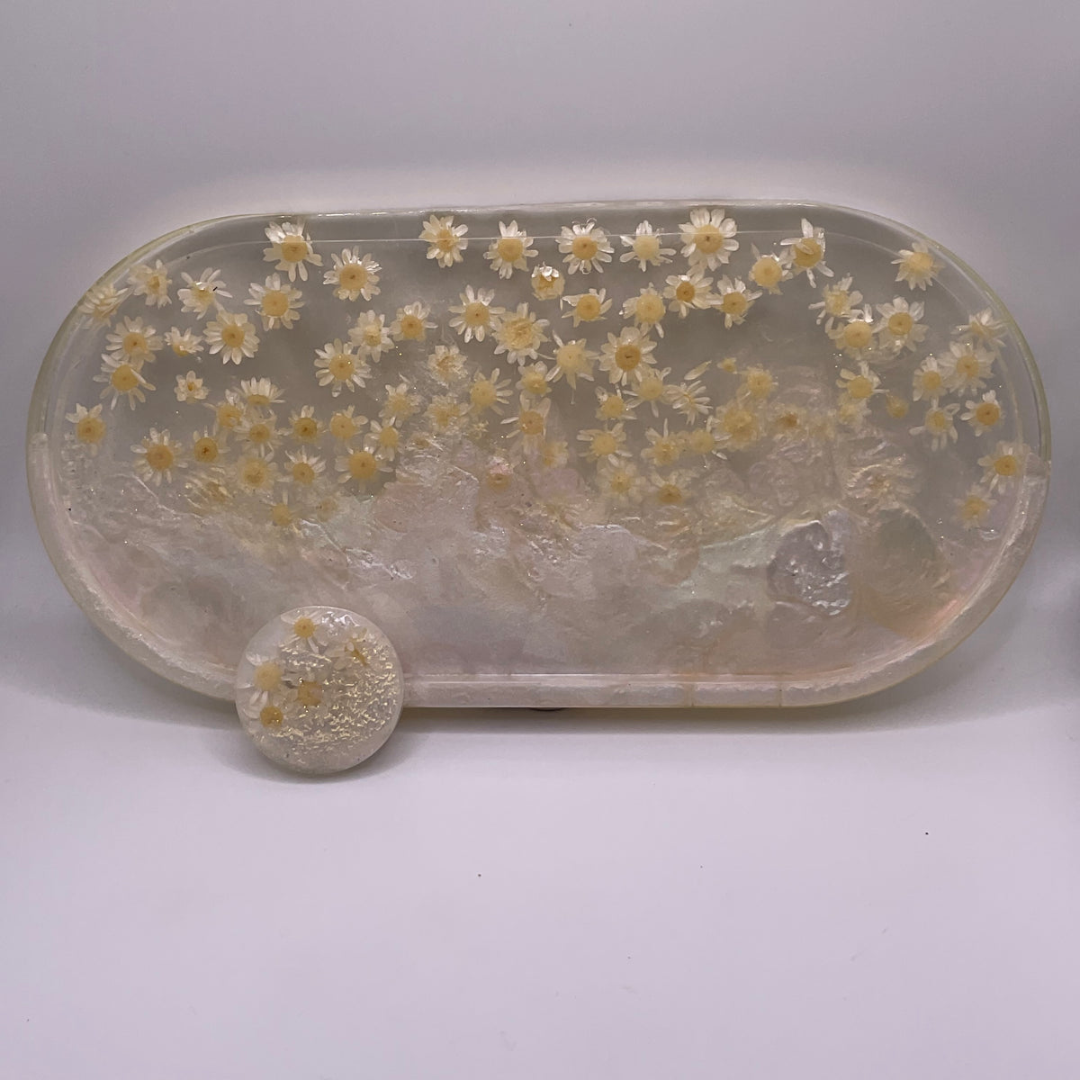 Ghost Oval Trinket Tray & Cover Minder Set 293 (9X4 inches)