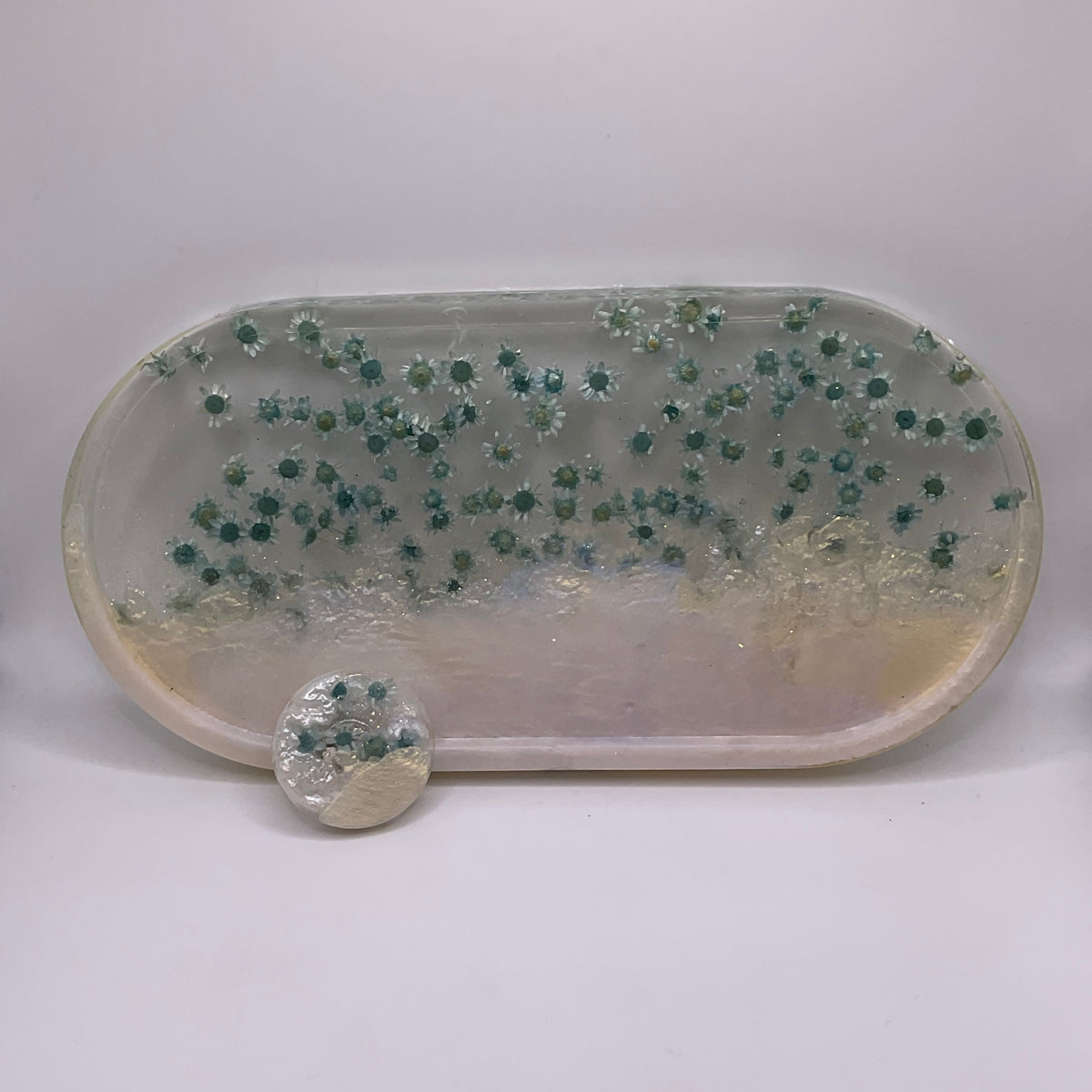 Ghost Oval Trinket Tray & Cover Minder Set 294 (9X4 inches)