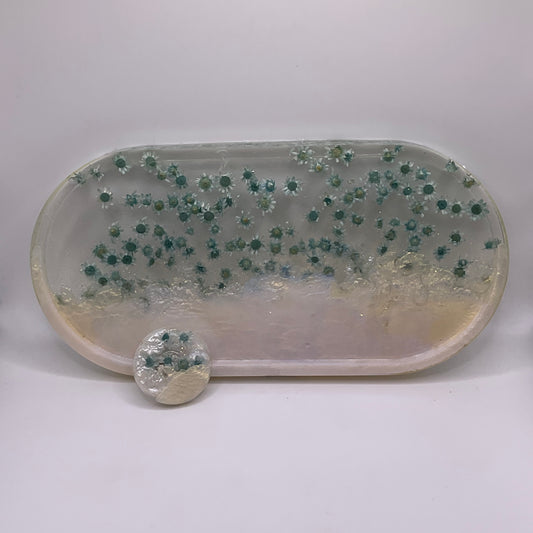 Ghost Oval Trinket Tray & Cover Minder Set 294 (9X4 inches)