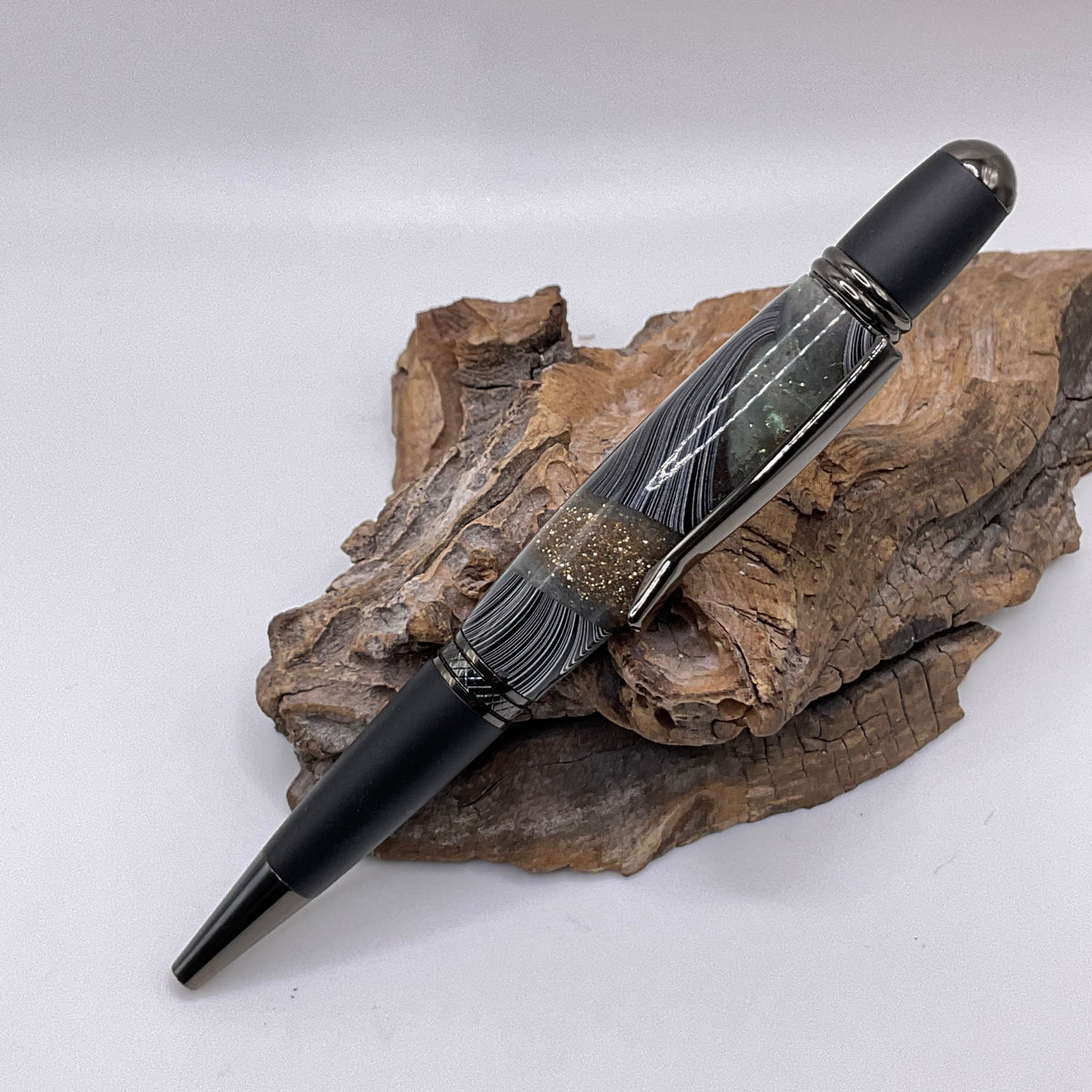 Fordite Gun Metal and Matte Black Regency Ink Pen 1674
