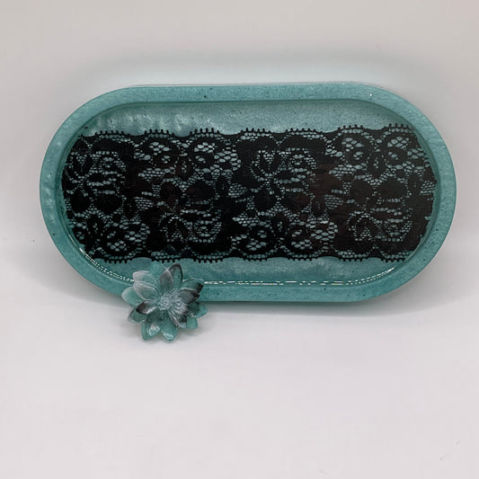 Something Chic Oval Trinket Tray & Cover Minder Set 298 (7x3.5 inches)