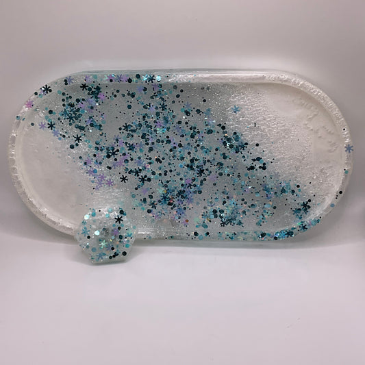 Snowflake Trinket Tray & Cover Minder Set 306 (9X4 inches)