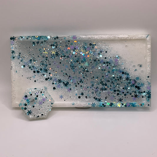 Snowflake Trinket Tray & Cover Minder Set 307 (7X3.5 inches)