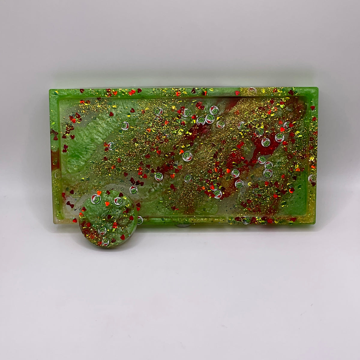 Merry Grinchmas Trinket Tray & Cover Minder Set 309 (7X3.5 inches)