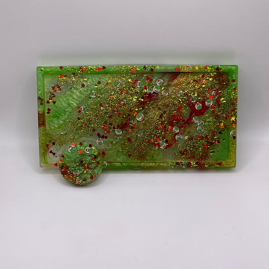 Merry Grinchmas Trinket Tray & Cover Minder Set 309 (7X3.5 inches)