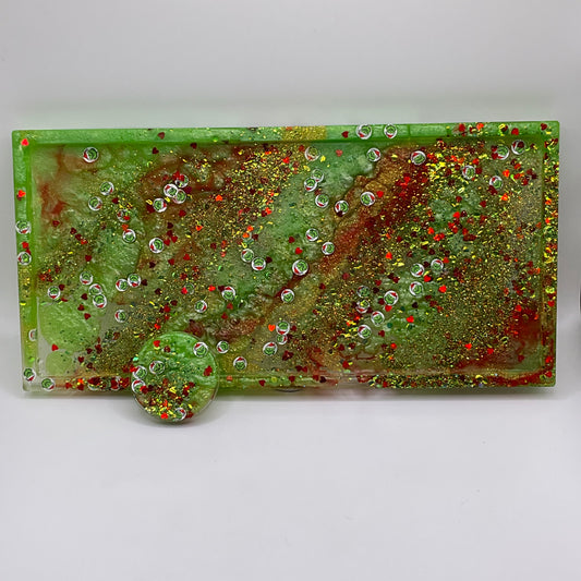 Merry Grinchmas Trinket Tray & Cover Minder Set 310 (9X4 inches)